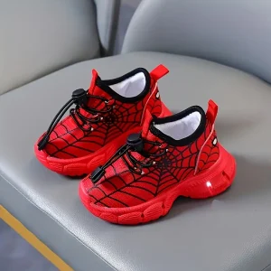 Baskets enfant LED à double scratch – confort respirant pour sport et loisirs