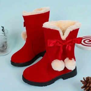 Bottes de neige fille fourrées polaire – fermeture zip, semelle PVC antidérapante
