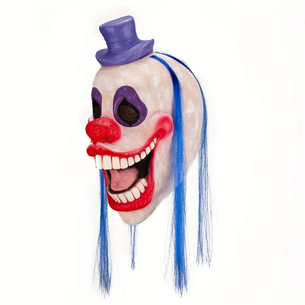 Masque de clown effrayant avec chapeau et perruque – déguisement Halloween réaliste – Image 6