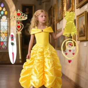 Déguisement princesse fille 9 pièces – robe conte de fées avec accessoires charme