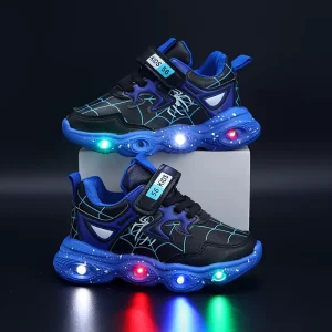 Baskets enfants LED lumineuses motif toile d’araignée – sport et loisirs