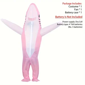 Costume gonflable requin adulte avec ventilateur USB – déguisement humoristique