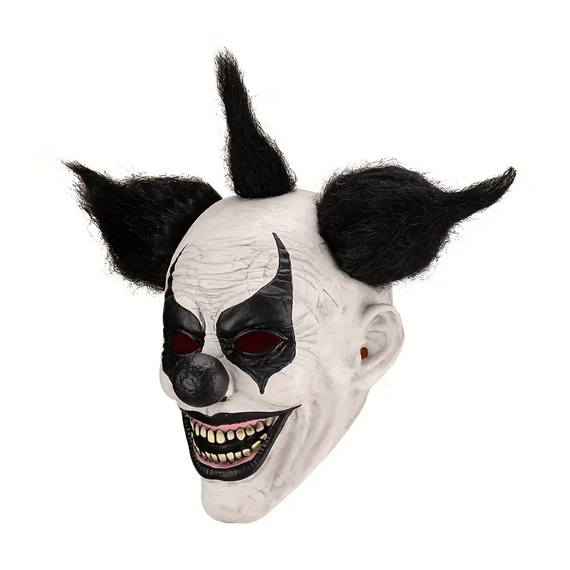 Masque de clown en latex effrayant – dents aiguisées et regard terrifiant