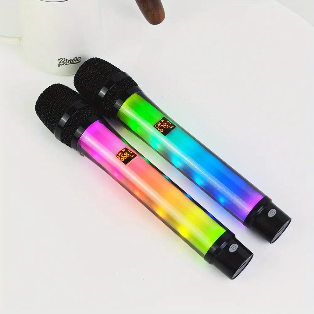 Microphone sans fil rétro à LED – changement de couleur et haut-parleur intégré – Image 2