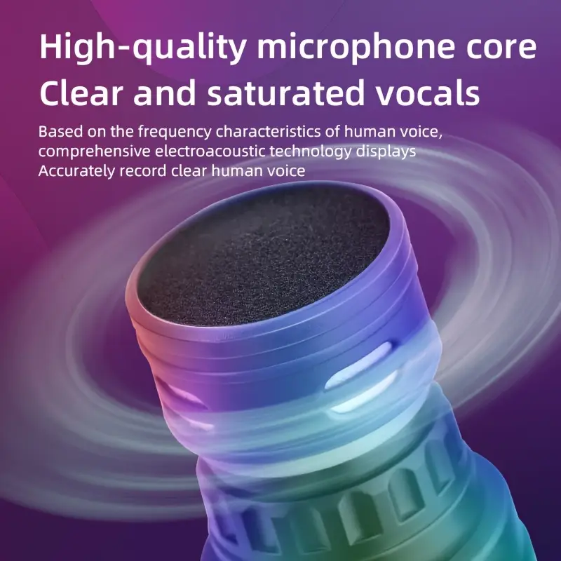 Microphone sans fil rétro à LED – changement de couleur et haut-parleur intégré – Image 9