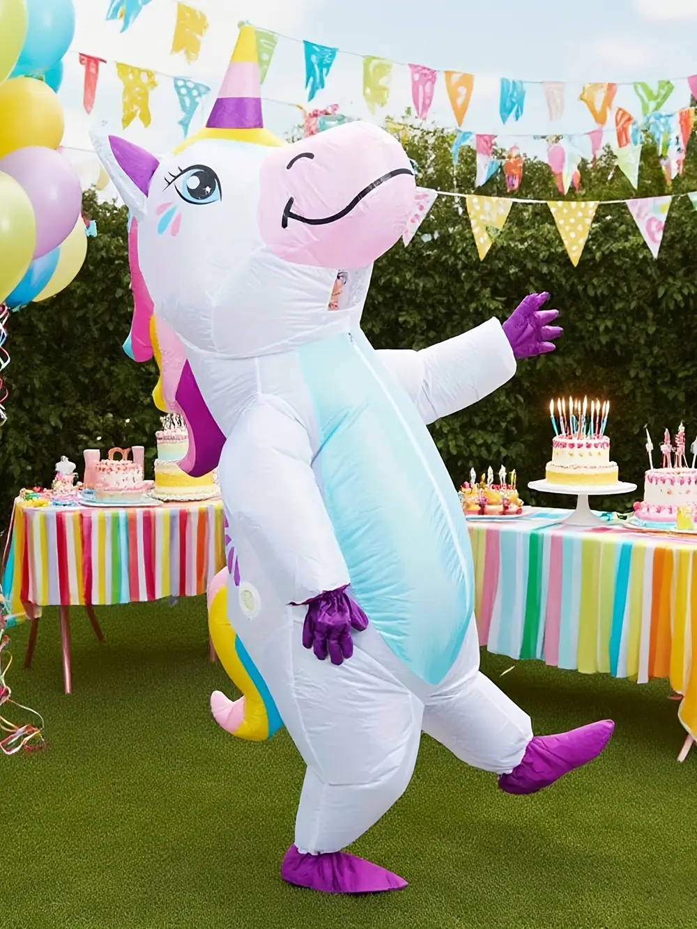Costume gonflable licorne adulte – design pastel mignon idéal fêtes et Halloween – Image 8