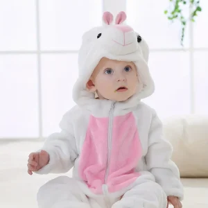 Combinaison bébé hiver doublée chaude – grenouillère doux motif animal avec capuche