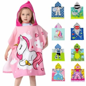Poncho de plage enfant – Séchage rapide et ultra-doux pour sorties piscine ou mer – Confort et style garantis