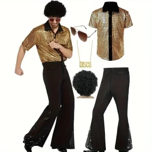 Déguisement disco garçon 70s – ensemble 5 pièces avec perruque et accessoires