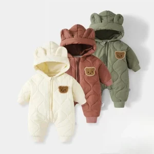 Combi pilote bébé garçon – Hiver chaud et confort maximal – Doublure polaire, capuche fourrée, anti-froid