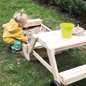 Bac à Sable et Table de Boue Modulable 3-en-1 sur Roulettes