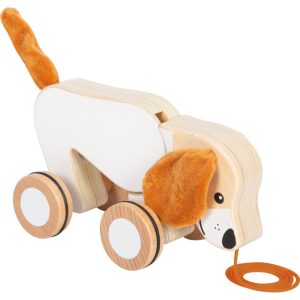 Chien à Tirer Articulé en Bois avec Oreilles Sensorielles