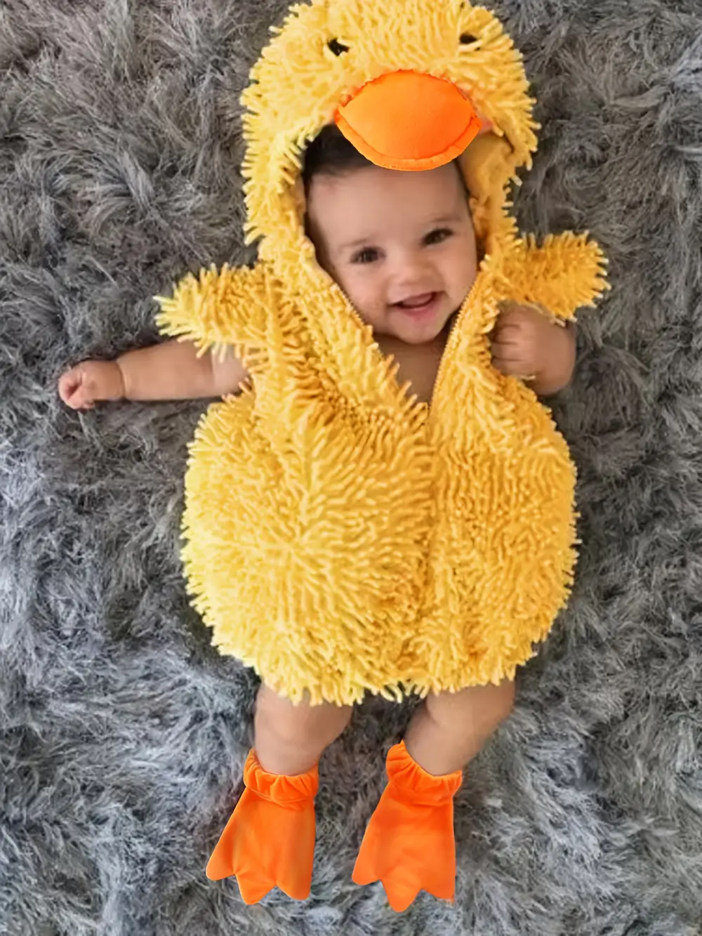 Combinaison pyjama enfant en flanelle douce – motif canard et oreilles lapin