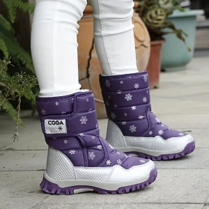 Bottes de neige enfant fourrées imperméables – look décontracté chaud garçon fille