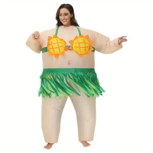 Costume gonflable de danse poisson drôle avec jupe hawaïenne – adulte unisexe