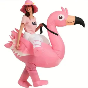 Costume gonflable flamant rose pour femme – déguisement original et fun