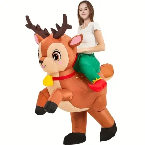 Costume gonflable renne adulte – déguisement drôle pour fêtes de Noël