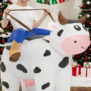 Déguisement vache gonflable adulte avec gonfleur intégré – tenue amusante Halloween