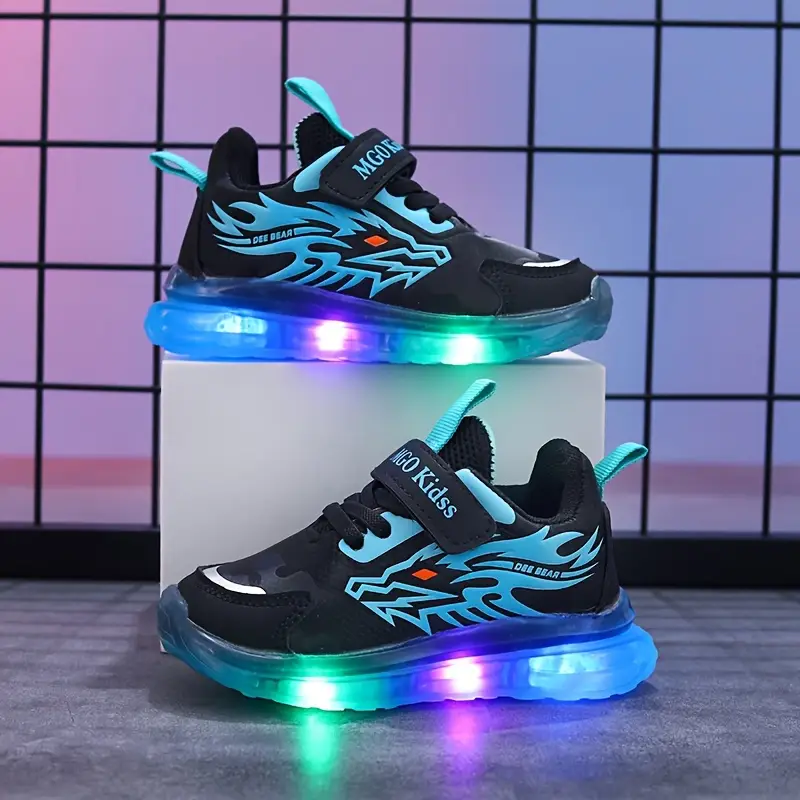 Baskets enfant LED motif dinosaure – chaussures sport lumineuses garçon fille – Image 2