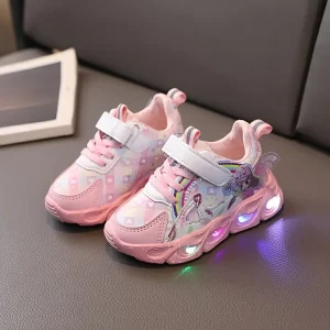 Baskets LED fille design princesse arc-en-ciel – chaussures clignotantes confortables