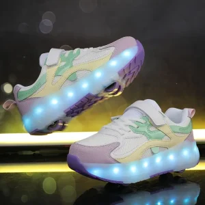 Chaussures à roulettes LED USB – baskets lumineuses rechargeables unisexe