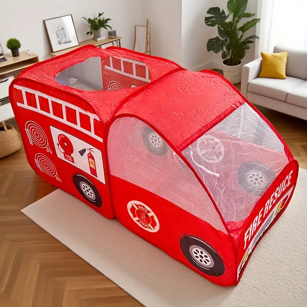 Tente enfant camion de pompier – jeu de rôle pliable intérieur extérieur – Image 2