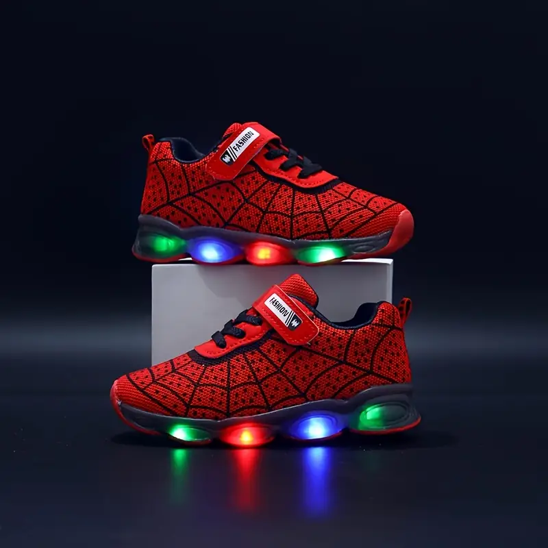 Baskets enfant à LED motif toile d’araignée – style lumineux Spider-Man – Image 6