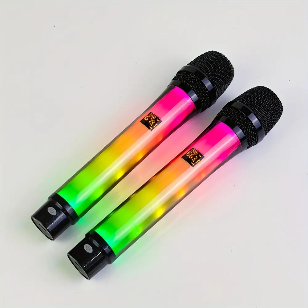 Microphone sans fil rétro à LED – changement de couleur et haut-parleur intégré