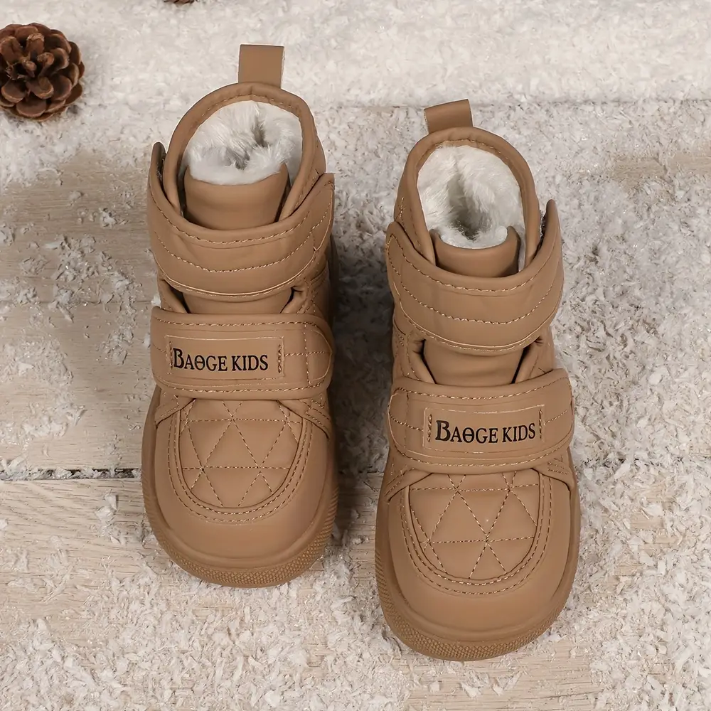 Bottes de neige enfant imperméables doublées fourrure – hiver mixte chaud