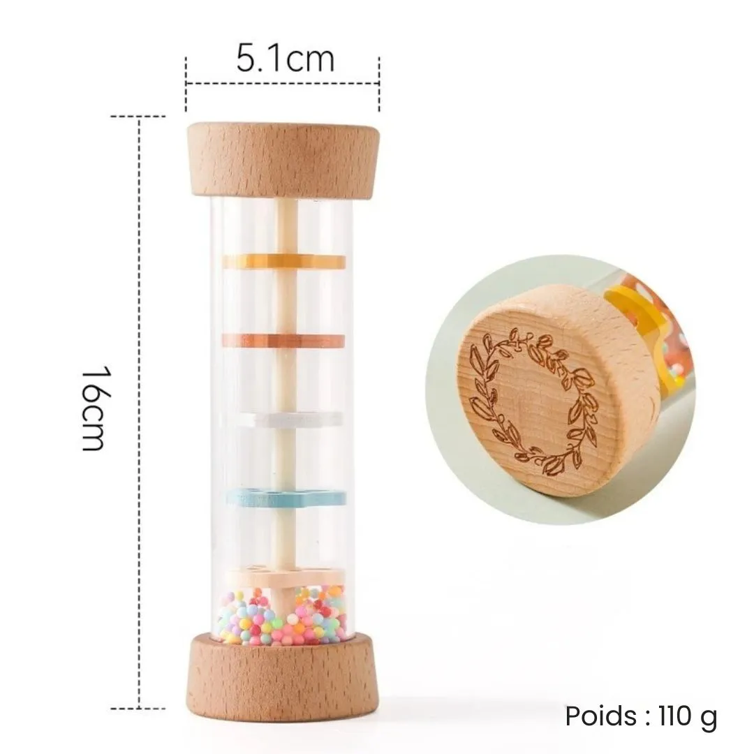 Baton de pluie pour bebe – Eveil sensoriel doux et apaisant – Jouet Montessori en bois naturel – Image 7