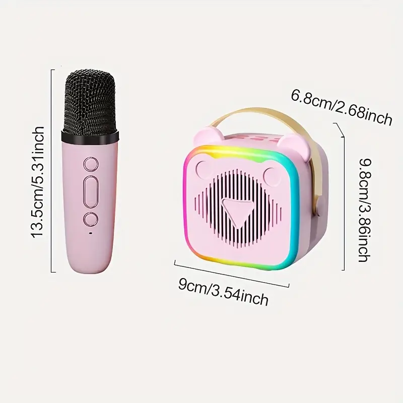 Mini karaoké portable avec 2 micros sans fil LED – idéal soirées et enfants – Image 5