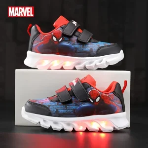 Baskets garçon Spider-Man lumineuses – semelle LED rechargeables anti-chocs