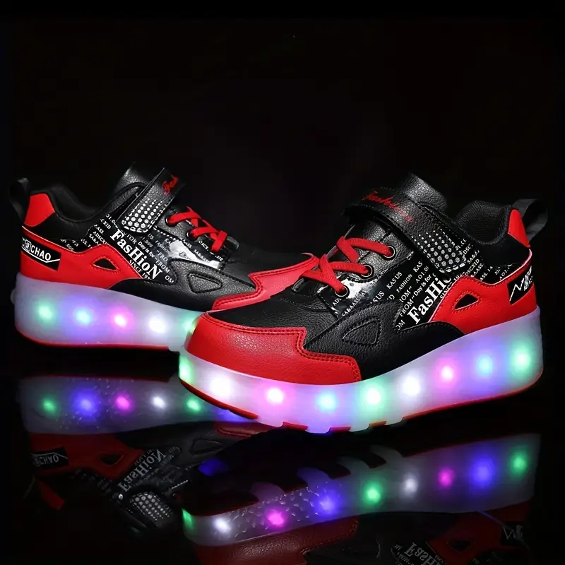 Baskets à roulettes LED détachables enfant – fermeture scratch, usage extérieur – Image 4