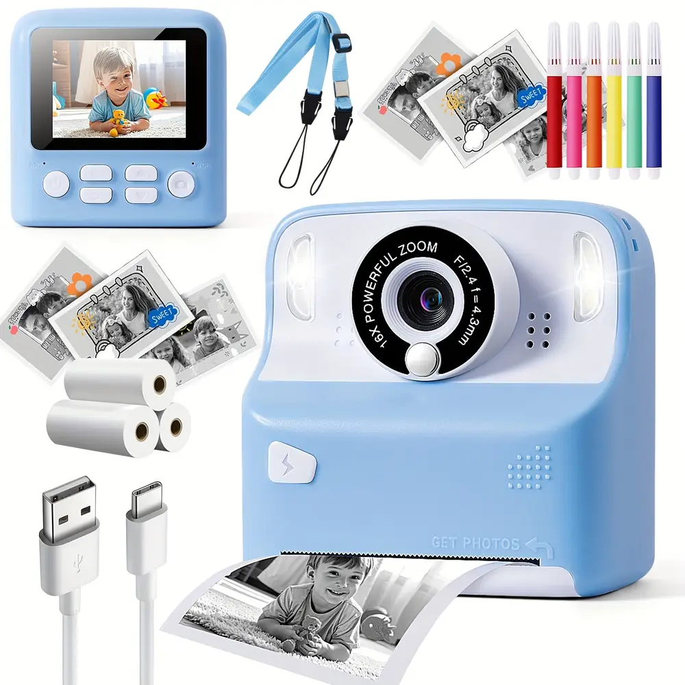 Appareil photo instantané pour enfants avec vidéo 1080P – cadeau ludique éducatif