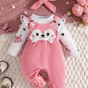 Body naissance bébé fille motif renard – tenue douce et mignonne pour nouveau-né