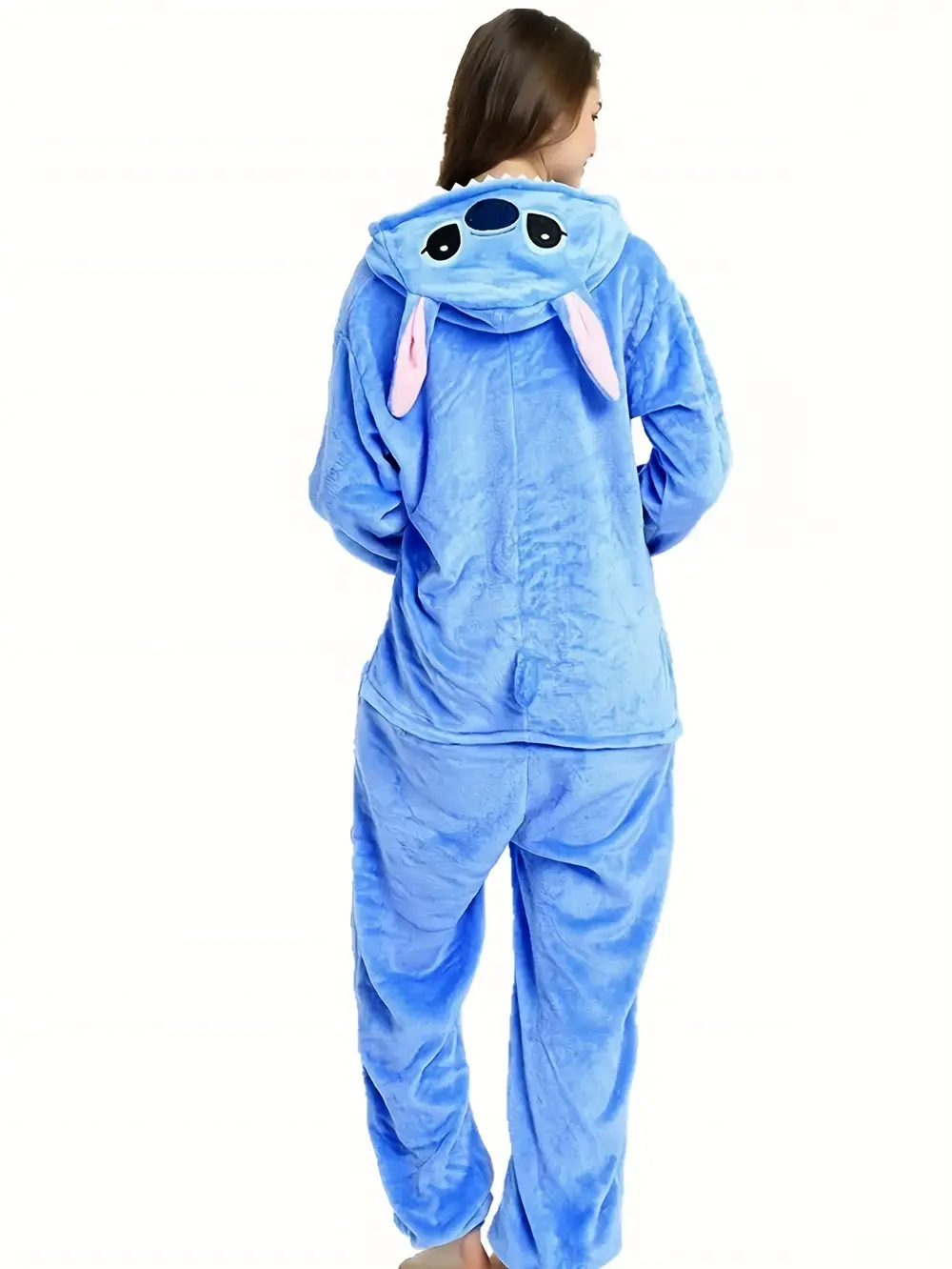 Pyjama combinaison Stitch adulte en polaire douce avec capuche – unisexe confortable – Image 3