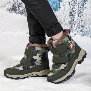 Bottes de neige enfant imperméables doublées fourrure – hiver mixte antidérapantes