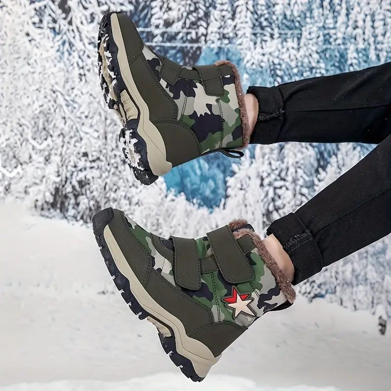 Bottes de neige enfant camouflage imperméables – doublure chaude hiver – Image 7