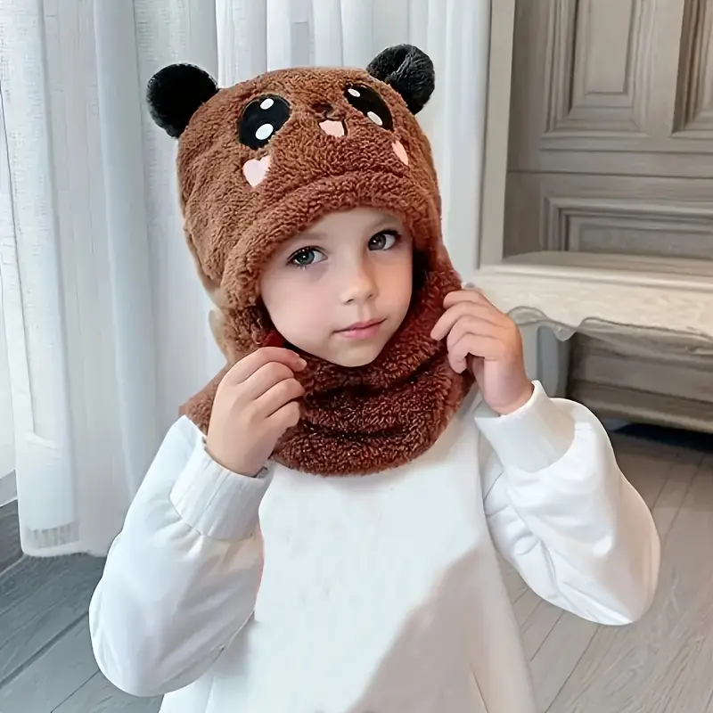 Bonnet d’hiver enfant avec tour de cou – motif animal doux et chaud – Image 2