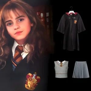 Déguisement Hermione Granger fille – robe sorcière Gryffindor avec accessoires