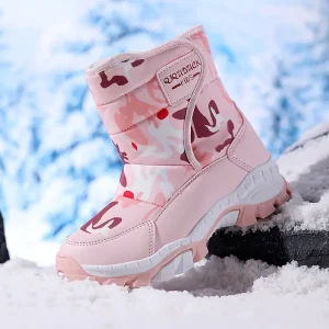 Bottes de neige enfant camouflage imperméables – chaleur et confort hivernal