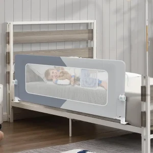 Barrière de lit pliable 180° en polyester – sécurité anti-chute enfant