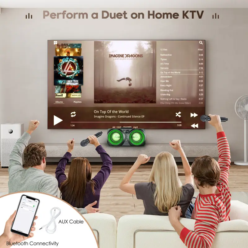 Karaoké portable tout-en-un avec micro sans fil – enceinte Bluetooth intégrée – Image 2
