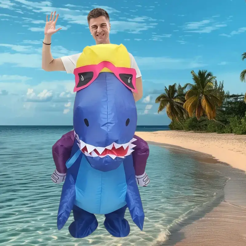 Costume dinosaure gonflable avec lunettes de soleil Bleues – effet garanti