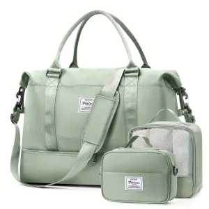 Sac de voyage femme polyvalent en nylon avec compartiments séparés et porte-chaussures