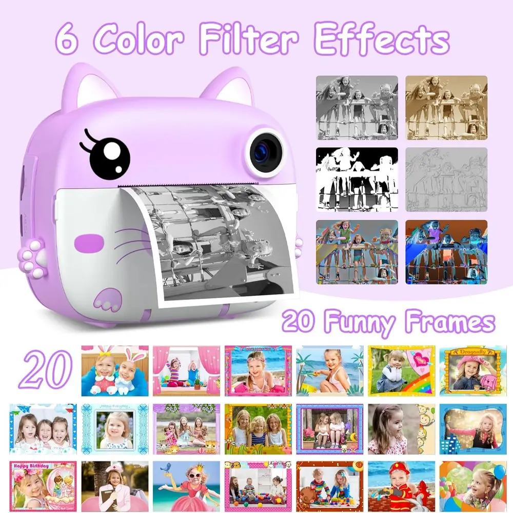 Appareil photo instantané enfant avec selfie et impression thermique – 32 Go inclus – Image 7