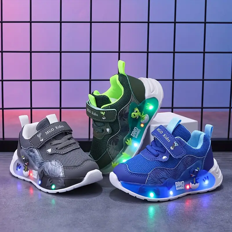 Baskets enfant LED dinosaures – sneakers lumineux garçon fille antichoc – Image 4