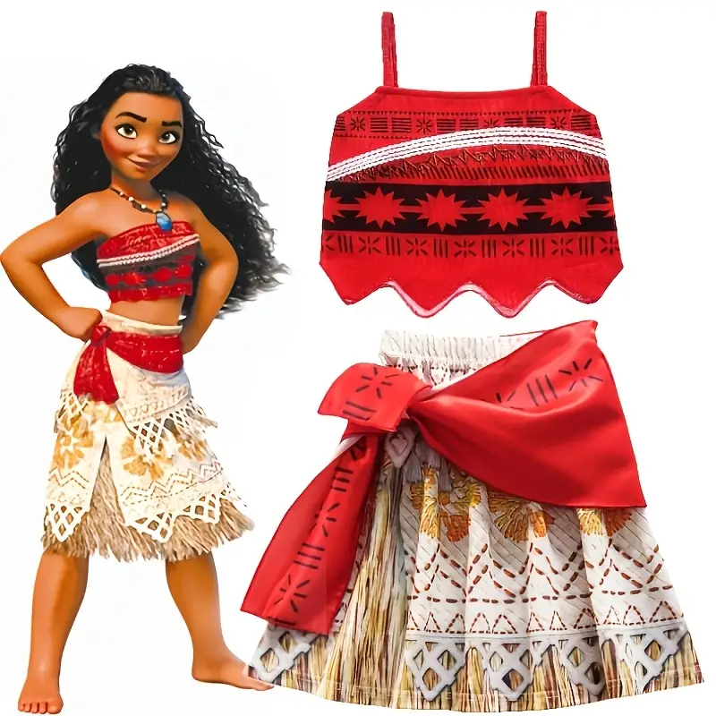 Costume fille style princesse Océan – tenue Moana avec jupe à volants