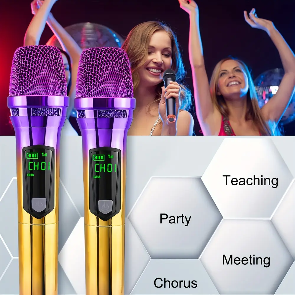 Microphones sans fil avec base rechargeable – duo dynamique compatible 3,5 mm & 6,35 mm – Image 4