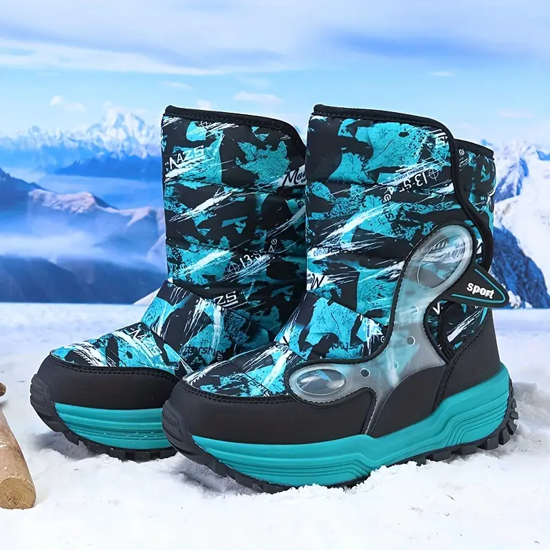 Bottes de neige enfant imperméables à motifs – doublées chaud pour l’hiver – Image 4